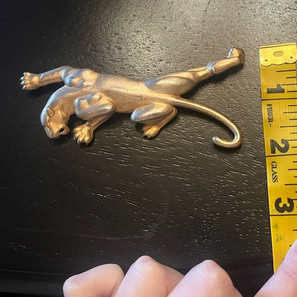 Vintage Matte Goldtone Climbing Panther Brooch JJ Jonette Jewelry 1986
